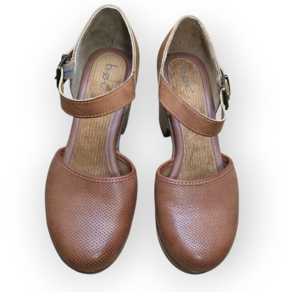 b.o.c. Gia clogs in brown leather, size 9. Mary Jane comfort shoes with block he - Picture 3 of 11